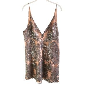 Free People Sequin Mini Dress in Bronze and Silver